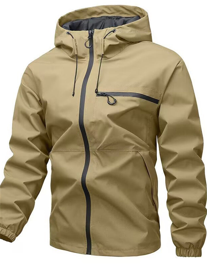 Men's Autumn Casual Solid Color Pockets Hooded Outdoor Jackets