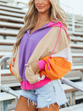 Women's Dopamine Contrast Color Zip Up Long Sleeve Hoodie