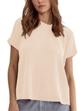 Women's Summer Solid Color Stripe Round Neck T-Shirt