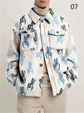 Relaxed Printed Lapel Coats for Men