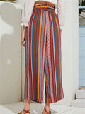 Female Multi-color Striped Print Boho Pants