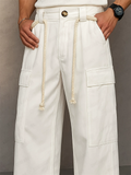 ‌Men’s Streetwear Loose Fit Stylish Drawstring Cargo Trousers with Pockets
