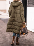 Women's Long Hooded Jacket Fleece Reversible Coat