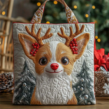 Christmas Reindeer Dog Canvas Tote Bag