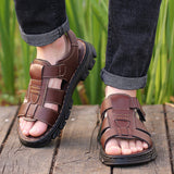 Leisure Genuine Leather Open Toe Sandals for Men