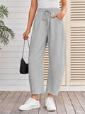 Women's Solid Color Casual Drawstring Cropped Sweatpants