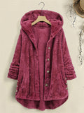 Women's Winter Chic Raglan Sleeves Hooded Fuzzy Coats