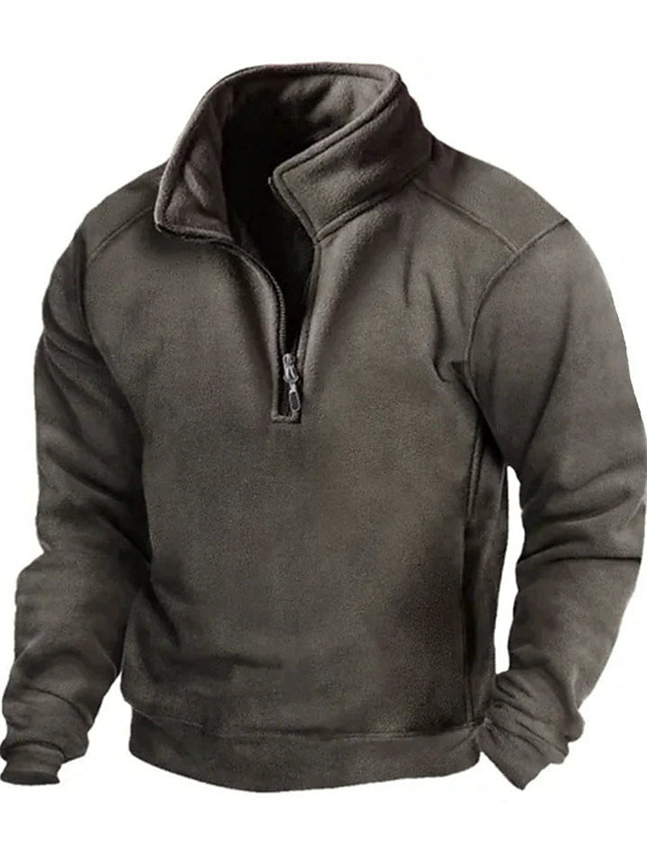 Warm Men's Half Zip Pullover Stand Collar Fleece Sweatshirts