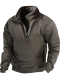 Warm Men's Half Zip Pullover Stand Collar Fleece Sweatshirts