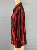Ladies' Elegant French Style Wine Red Button Up Lapel Long Sleeve Blouses