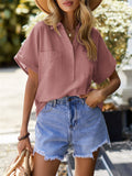 Women's Summer Fashion V Neck Short Sleeve Pullover Shirt