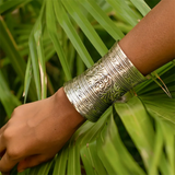 Women's Vintage Cuff Bracelet with Floral Engraving