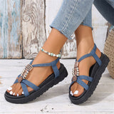 Ladies Trendy Ethnic Style Metal Beads Trim Sandals