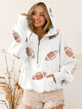 Ladies Stylish Rugby Sequin Half-zip Hoodie