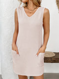 Women's Summer Solid Color Pockets Pullover Above Knee Length Dress