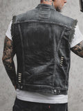 Men's Cool Street Style Sleeveless Black Denim Vest