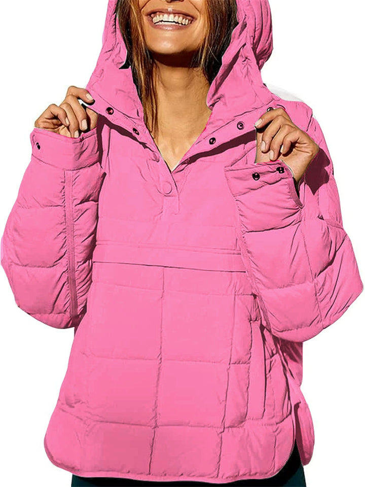 Women's Casual Solid Color Pockets Pullover Hooded Coats