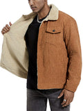 ‌Men’s Winter Lapel Thick Corduroy Fleece Lined Coats