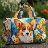 Adorable Corgi Dog Floral Pattern Weekender Duffle Bag