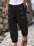 Men's Casual Cotton Solid Color Pockets Straight Pants