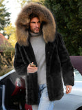 Men's Fashion Warm Faux Fur Hooded Overcoat for Winter