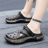 Men's Summer Letters Hollow Out Hole Slippers Beach Sandals