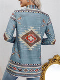 Women's Ethnic Style Printed Lapel Long Sleeve Cardigan Shirts