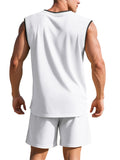 Men's Summer Round Neck Sleeveless Top and Drawstring Pants Set