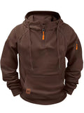 Men's Simple Plain Color Quarter Zip Pullover Hoodies