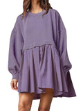 Female Casual Sweatshirt Patchwork Pleated Dress