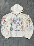Men's Street Jesus Print Long Sleeve Zip Up Hoodie