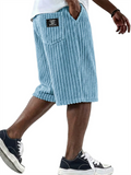 Men Casual Loose Fit Wide Leg Summer Corduroy Shorts