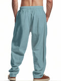 Men's Casual Linen Boho Contrast Color Drawstring Pants