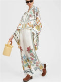 Women's 2pcs Trendy Print Irregular Blouse & Pants Set