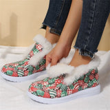 Winter Warm Plush Christmas Shoes Ankle Snow Boots for Women