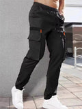 Men's Casual Contrast Color Elastic Waist Pockets Cargo Trousers