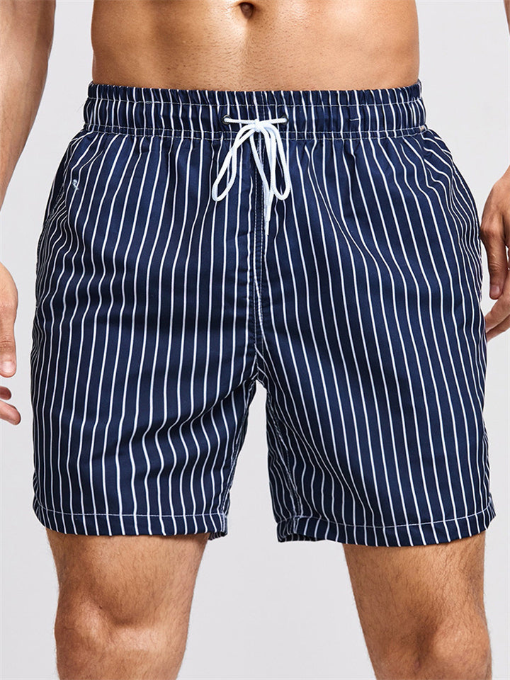 Male Relaxed Striped Swimming Board Shorts