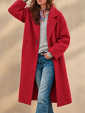 Women Wool Blend Long Lapel Single Breasted Winter Overcoat