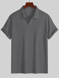 Men's Summer Casual Ribbed Knit Short Sleeve Polo Shirts