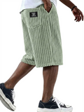 Men Casual Loose Fit Wide Leg Summer Corduroy Shorts