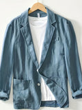 Men's Solid Color Suit Collar Pockets Single Breasted Long Sleeve Coat