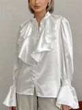 French Style Ruffled Flare Sleeve Blouses for Women
