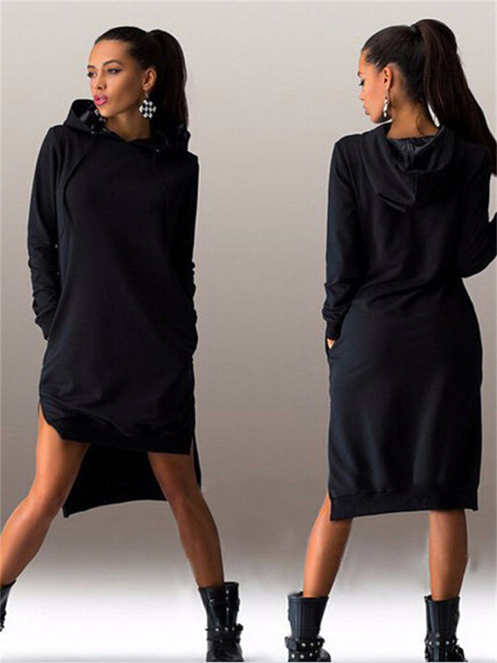Women's Plus Size Casual Loose Hoodie Dress For Autumn