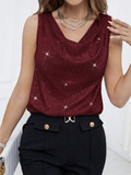 Women's Summer Sexy V-Neck Sequined Sleeveless Shirt