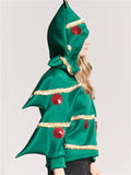 Women's Green Christmas Tree Performance Costume Zip Up Long Sleeve Hoodie