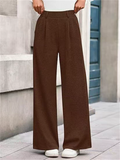 C‌omfy Elastic Waist Pleated Drape Wide Leg Pants for Women‌