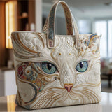 Exquisite Cat Face Quilted Tote Bag for Women