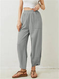 Women's Casual High Waist Wide Leg Loose Fit Pockets Corduroy Pants
