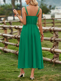 Female Prairie Vacation Waist Tie Bow Sleeveless Dresses