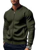 Men's Spring Contrast Color Baseball Collar Zip Jacket Coat